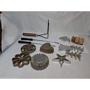 Vth Rosette 12 Piece Set Aluminum Cookie Maker. Christmas Tree Bell Flower Heart